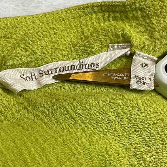 Soft Surroundings Siesta Key Tunic Top Women's Plus Size 1X Lime 100% Cotton - Picture 7 of 11